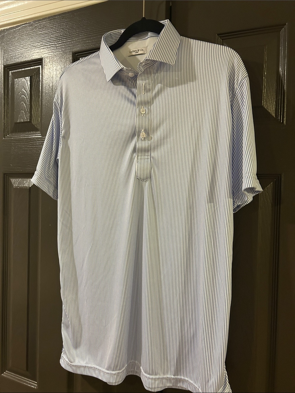 Men's Light Blue Pinstripe Polo Shirt by